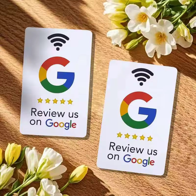 Tarjeta NFC Google Reviews - frente y reverso